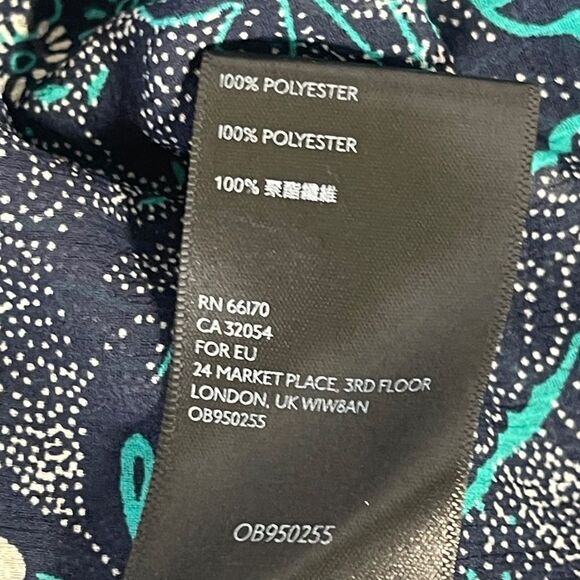 By Anthropologie Haida Blue/Green Ruffle Trim Floral Peasant Blouse Sz M - Picture 6 of 6